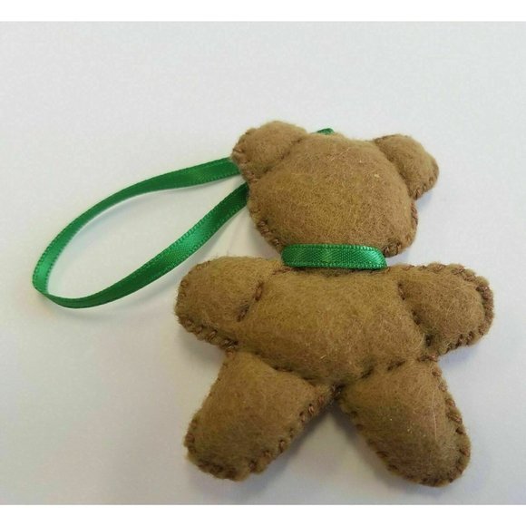 Gingerbread Man Teddy Bear Christmas Tree Ornament Handmade 2.5" Tall - Picture 2 of 3
